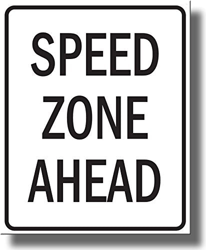 The Speed Zone Ahead Sign Picture on Stretched Canvas, Wall Art Décor, Ready to Hang!