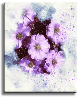 Purple Flowers Picture on Stretched Canvas, Wall Art Décor, Ready to Hang