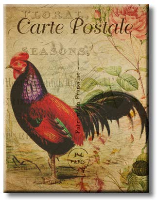 Rooster Postcard, Picture on Streched Canvas, Wall Art Décor, Ready to Hang