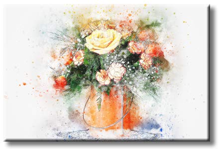 Bouquet in a Vase Picture on Stretched Canvas, Wall Art Décor, Ready to Hang