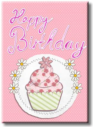 Happy Birthday Cupcake Picture on Stretched Canvas, Wall Art Décor, Ready to Hang