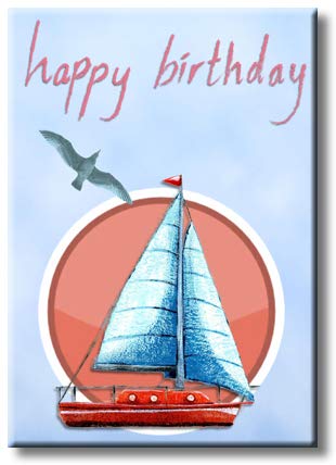 Happy Birthday Boat Picture on Stretched Canvas, Wall Art Décor, Ready to Hang