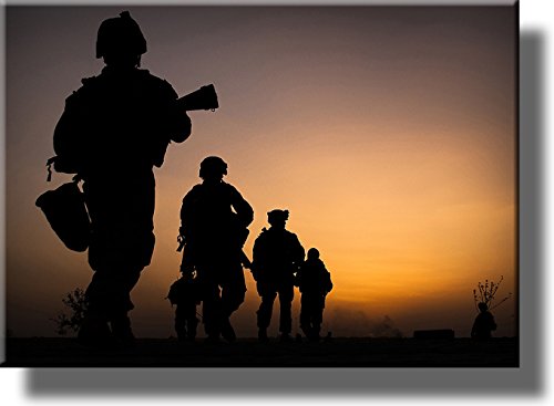 Marines Dawn Patrol Picture on Stretched Canvas, Wall Art Décor, Ready to Hang!