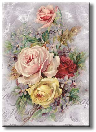 Roses Floral Picture on Stretched Canvas, Wall Art Décor, Ready to Hang