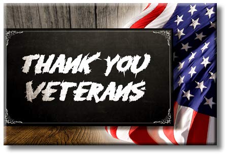 Thank You Veterans Written with The United Flag Picture on Stretched Canvas, Wall Art Décor, Ready to Hang