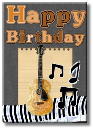 Happy Birthday Guitar Picture on Stretched Canvas, Wall Art Décor, Ready to Hang