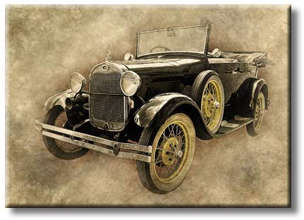 Vintage Car Art Picture on Stretched Canvas, Wall Art Décor, Ready to Hang