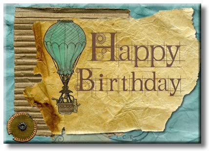Happy Birthday Hot Air Balloon Picture on Stretched Canvas, Wall Art Décor, Ready to Hang