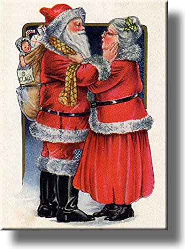 Santa Claus Going to Work Picture on Stretched Canvas, Wall Art Décor, Ready to Hang!