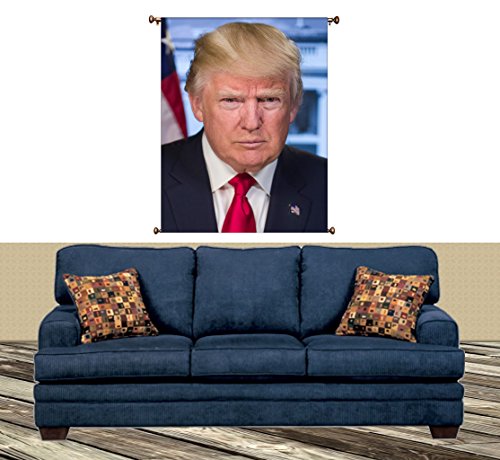 President Trump Official Portrait Picture on Canvas Hung on Copper Rod, Ready to Hang, Wall Art Décor