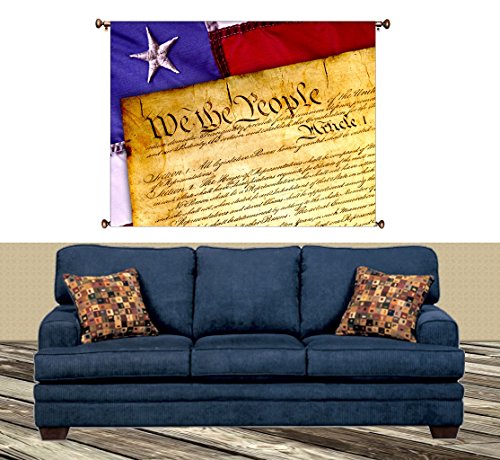 We the People, US Constitution Picture on Canvas Hung on Copper Rod, Ready to Hang, Wall Art Décor