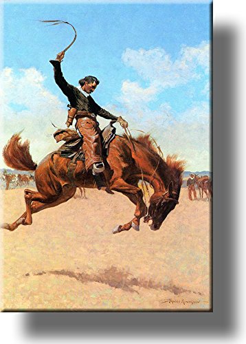 The Bronco Buster Cowboy Picture on Stretched Canvas, Wall Art Décor, Ready to Hang!