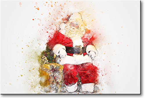 Santa Claus Painting Picture on Stretched Canvas, Wall Art Décor, Ready to Hang