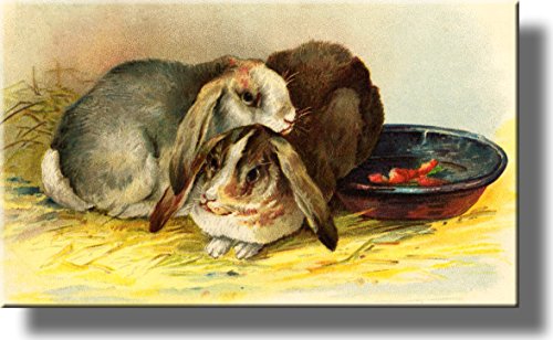 Easter Bunny Rabbits Picture on Stretched Canvas, Wall Art Décor, Ready to Hang!