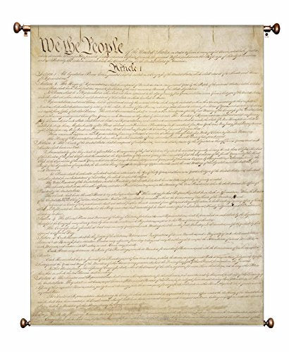 Original Written Constitution Picture on Canvas Hung on Copper Rod, Ready to Hang, Wall Art Décor