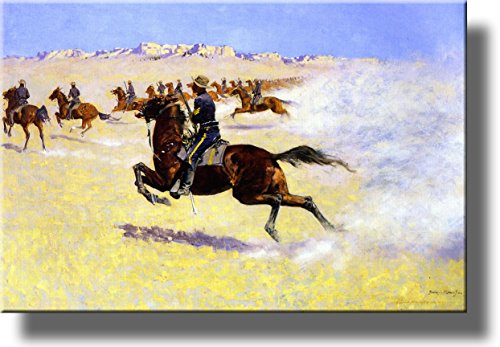 The Cowboy Pursuit Vintage Painting Picture on Stretched Canvas, Wall Art Décor, Ready to Hang!