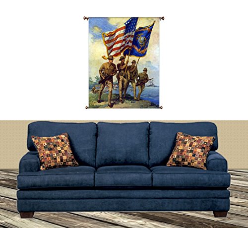 US Marine Corp Picture on Large Canvas Hung on Copper Rod, Ready to Hang, Wall Art Décor