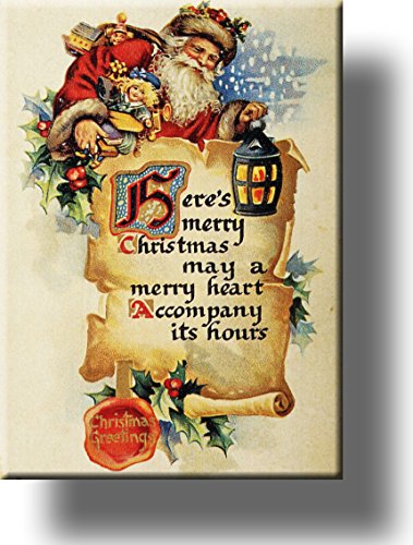 Here's Merry Christmas and Santa Clause Picture on Stretched Canvas, Wall Art Décor, Ready to Hang!