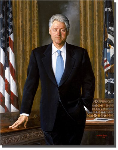 Bill Clinton Portrait, Wall Picture Art on Stretched Canvas, Ready to Hang!