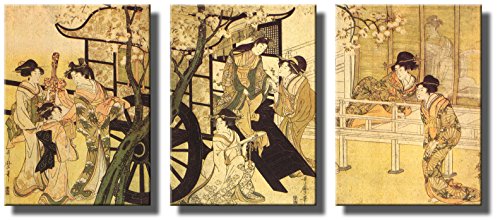 Japanese Girls Classics Art3 Panels Picture on Stretched Canvas, Wall Art Decor Ready to Hang!.