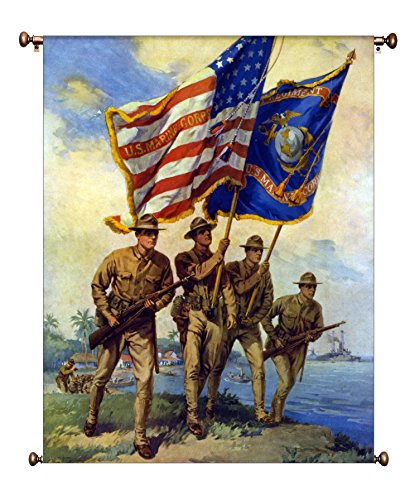 US Marine Corp Picture on Large Canvas Hung on Copper Rod, Ready to Hang, Wall Art Décor