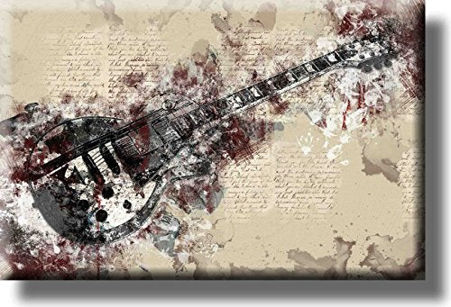 Vintage Electric Guitar Picture on Stretched Canvas, Wall Art Décor, Ready to Hang