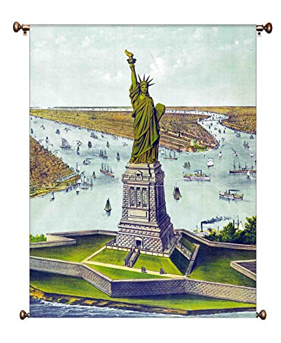 Statue of Liberty Picture on Large Canvas Hung on Copper Rod, Ready to Hang, Wall Art Décor