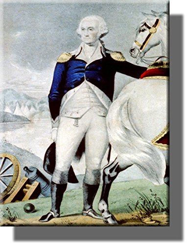 Vintage George Washington Picture Saddling Horse on Stretched Canvas, Wall Art Décor, Ready to Hang!