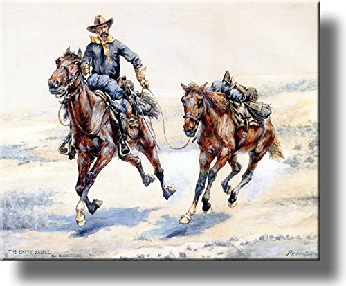 The Empty Saddle Cowboy Picture on Stretched Canvas, Wall Art Décor, Ready to Hang!