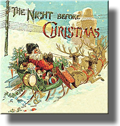 Santa in Sleigh, The Night Before Christmas Picture on Stretched Canvas, Wall Art Décor, Ready to Hang!