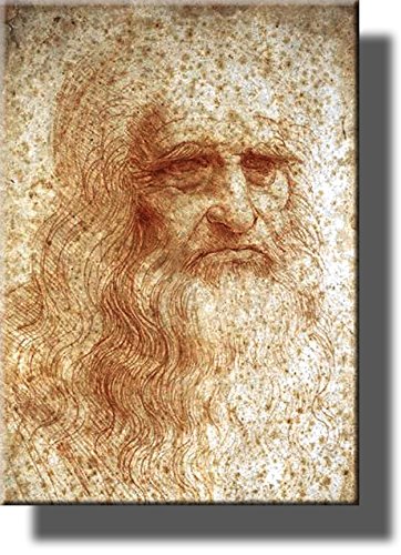 Portrait of a Man in Red Chalk (Self Portrait of Leonardo da Vinci), Picture on Stretched Canvas Wall Art Décor, Ready to Hang!