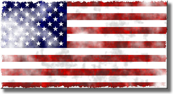 Vintage American Flag Antique Picture on Stretched Canvas, Wall Art Decor, Ready to Hang!