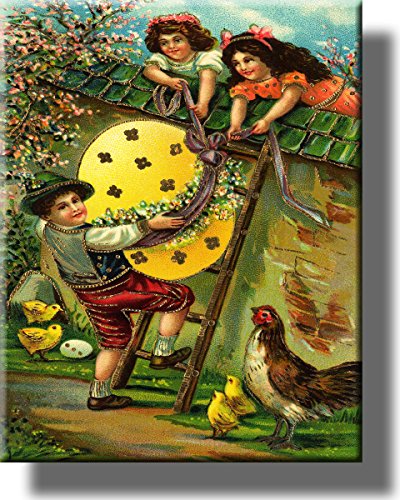 Boy with Easter Egg Picture on Stretched Canvas, Wall Art Décor, Ready to Hang!