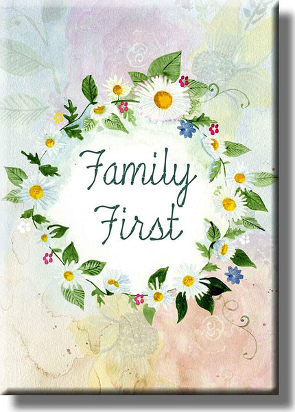 Family First Sign Picture on Stretched Canvas, Wall Art Décor, Ready to Hang!