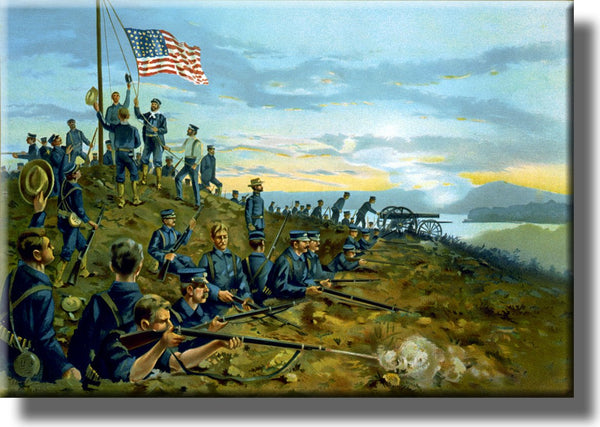 Civil War Battle US Flag Vintage Picture on Stretched Canvas, Wall Art Décor, Ready to Hang!