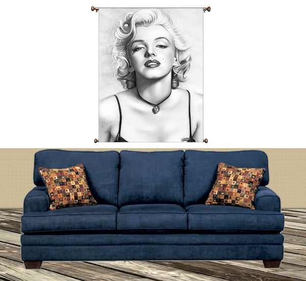 Marilyn Monroe Drawing Picture on Canvas Hung on Copper Rod, Ready to Hang, Wall Art Décor