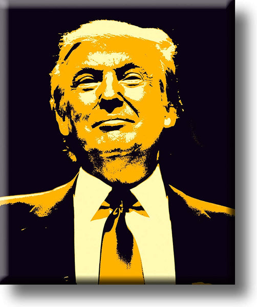 Donald Trump Portrait Yellow Art Picture on Stretched Canvas, Wall Art Décor, Ready to Hang