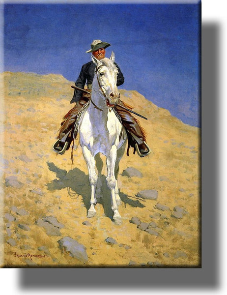 Self-Portrait Cowboy by Remington Picture on Stretched Canvas, Wall Art Décor, Ready to Hang!