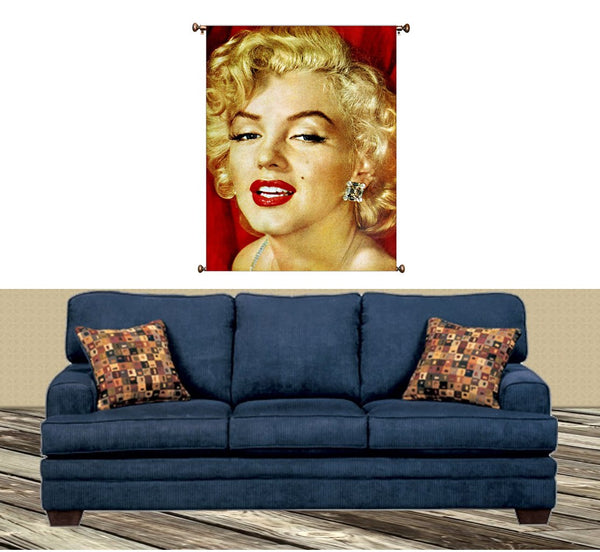 Marilyn Monroe Vintage Picture on Large Canvas Hung on Copper Rod, Ready to Hang, Wall Art Décor