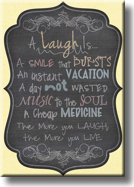 Laugh, Smile Motivational Quote Picture on Stretched Canvas, Wall Art Décor, Ready to Hang