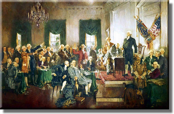 Signing of Constitution by Howard Christy Picture on Stretched Canvas, Wall Art Décor, Ready to Hang