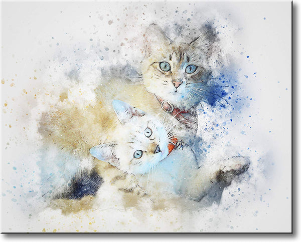 Kittens Painting Picture on Stretched Canvas, Wall Art Décor, Ready to Hang