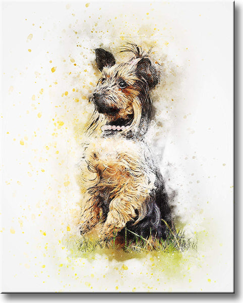 Dog in Grass Picture on Stretched Canvas, Wall Art Décor, Ready to Hang