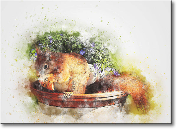 Squirrel Painting Picture on Stretched Canvas, Wall Art Décor, Ready to Hang