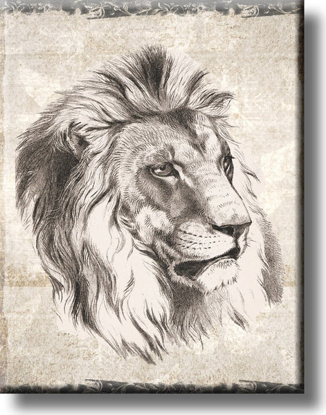 Vintage Lion Picture on Stretched Canvas, Wall Art Décor, Ready to Hang