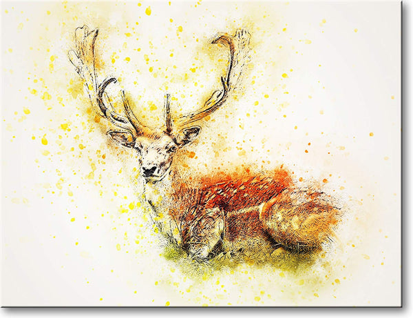 Deer Drawing Picture on Stretched Canvas, Wall Art Décor, Ready to Hang