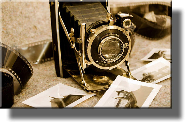 Vintage Photo Camera Picture on Stretched Canvas, Wall Art Décor, Ready to Hang!