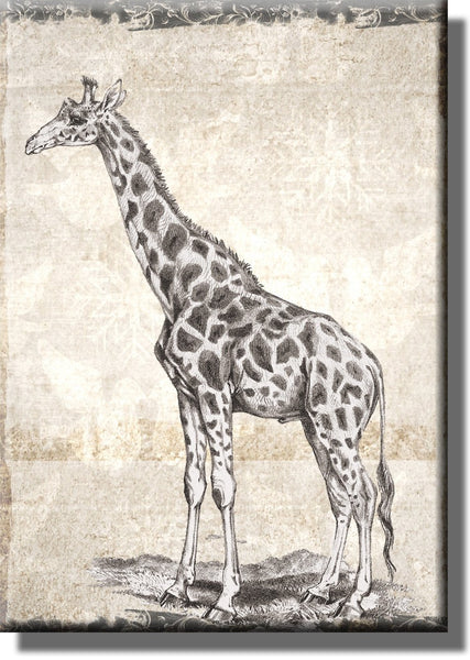 Vintage Giraffe Picture on Stretched Canvas, Wall Art Décor, Ready to Hang