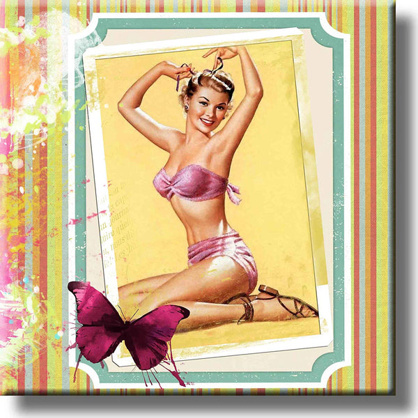 Vintage Girl Retro Picture on Stretched Canvas, Wall Art Décor, Ready to Hang!