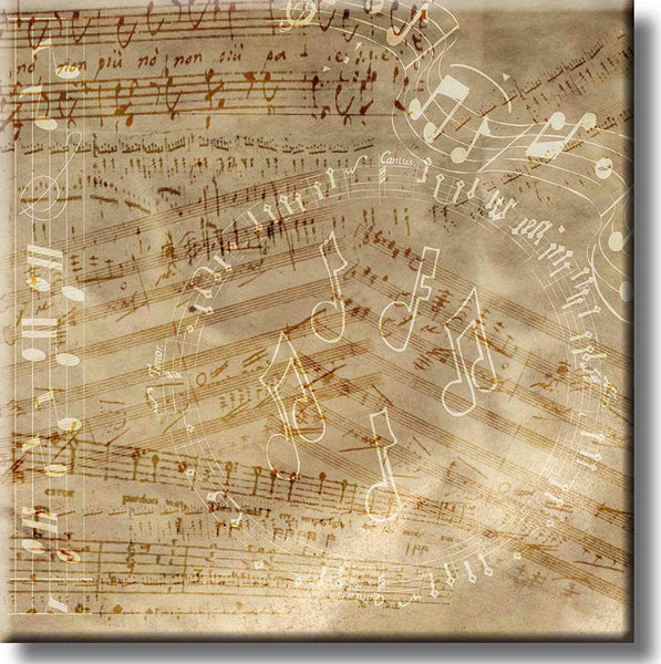 Vintage Music Notes Picture on Stretched Canvas, Wall Art Décor, Ready to Hang